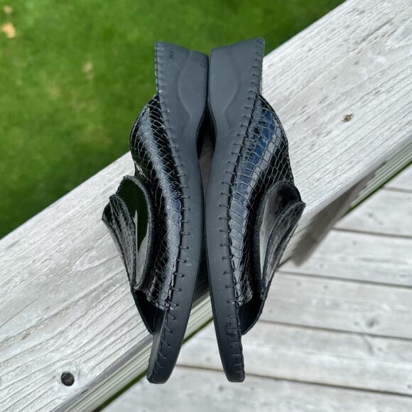 💜SALE: Anthropologie La Plume EU 39/US 8.5 Paola Black Leather Slip On Sandals - Picture 8 of 10
